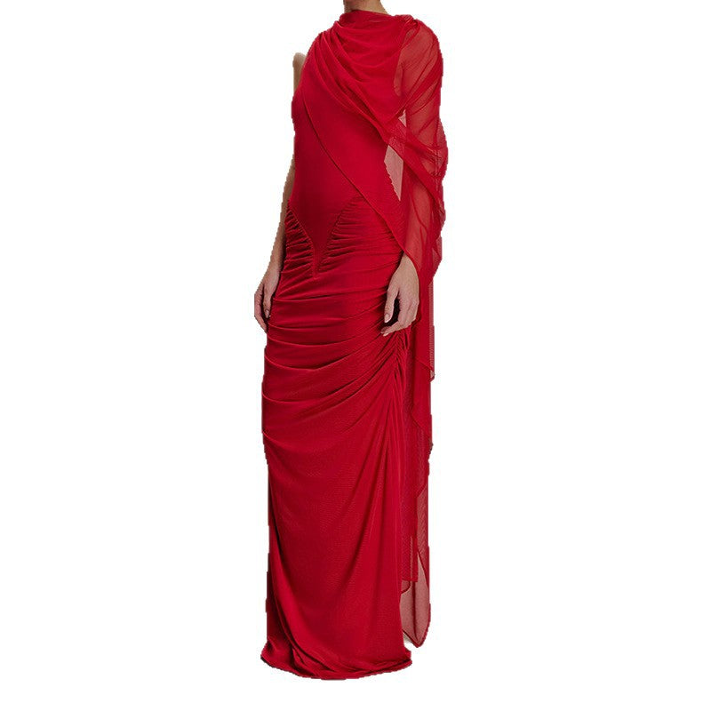 Damen Glamouröses Abendkleid mit asymmetrischem Dekolleté und elegantem Drapierungsdesign Echo Archiv