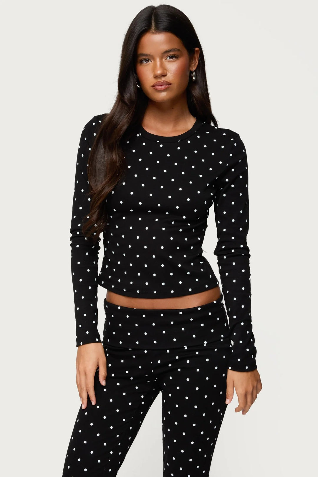 Damen Langärmliges Polka-Dots Oberteil und Leggings Set Echo Archiv