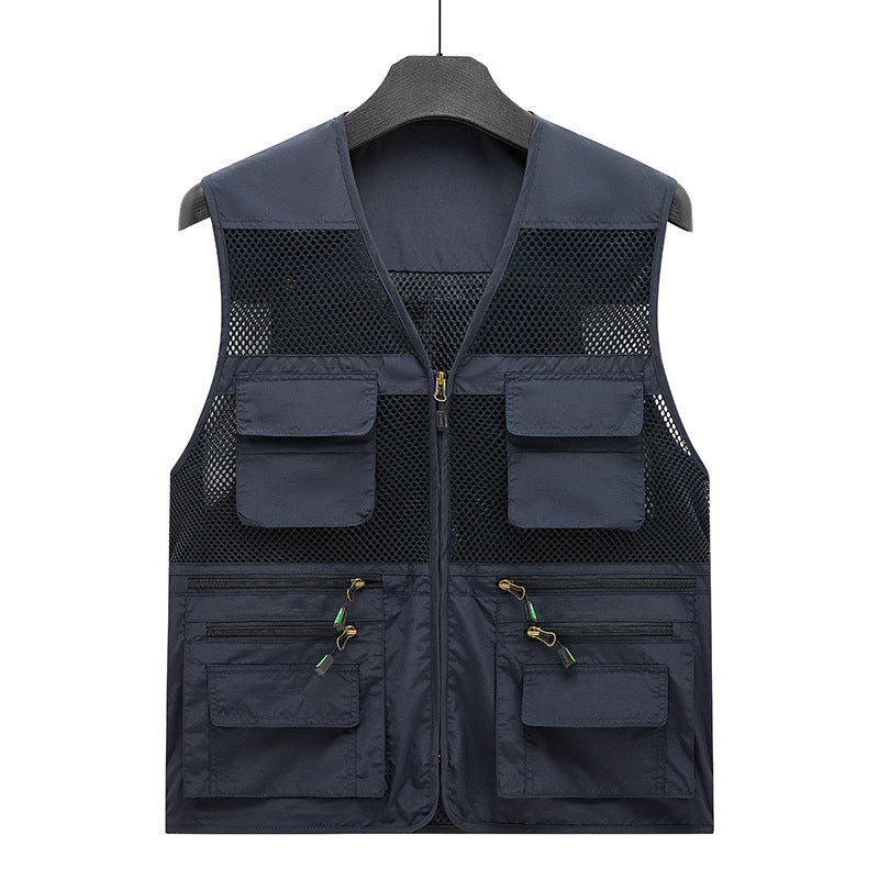 Herren atmungsaktive Mesh Outdoorweste mit multifunktionalen Taschen und Frontreißverschluss – Marzano
