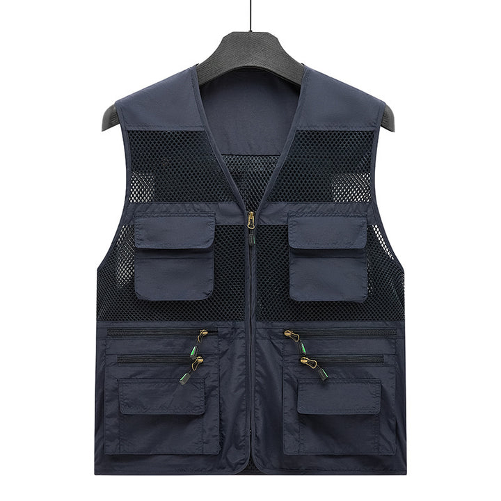 Herren atmungsaktive Mesh Outdoorweste mit multifunktionalen Taschen und Frontreißverschluss – Marzano