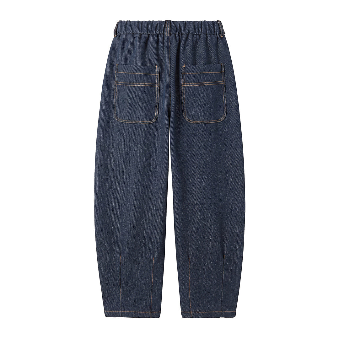 Damen Hochtaillierte Relaxed-Jeanshose mit Bundfalten, Teilungsnähten und elastischem Rückbund Echoarchiv