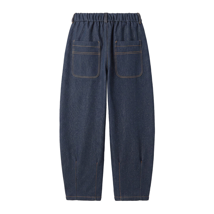 Damen Hochtaillierte Relaxed-Jeanshose mit Bundfalten, Teilungsnähten und elastischem Rückbund Echoarchiv
