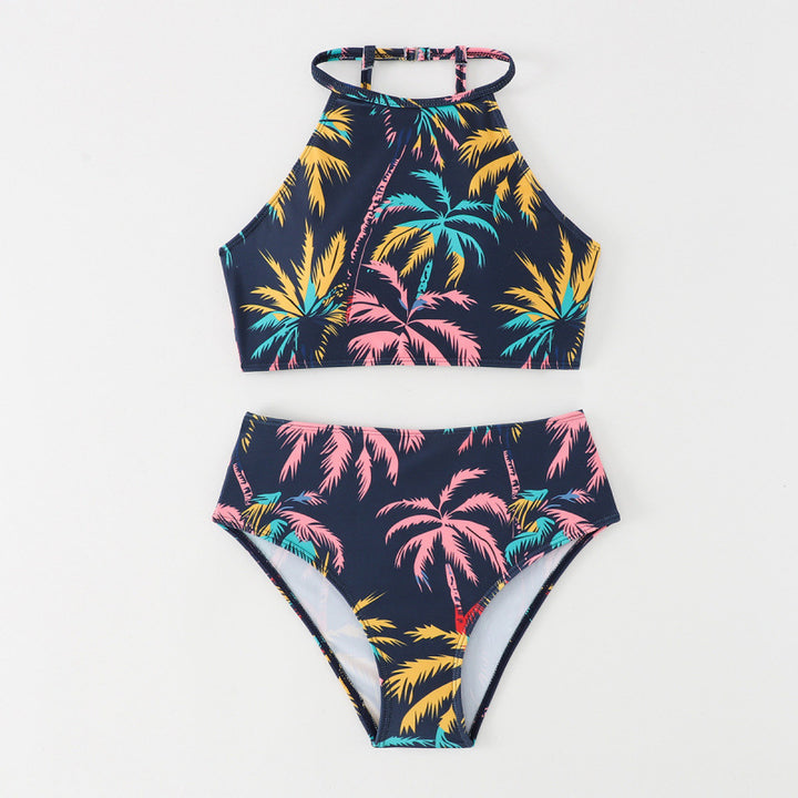 Damen Bikini-Set mit sportlichem Schnitt und trendigem Palmendruck Echo Archiv