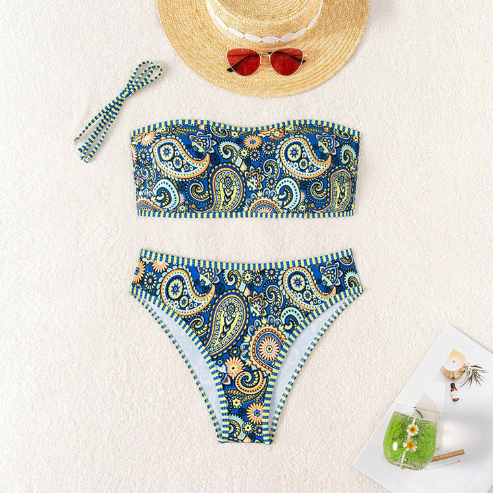 Damen Bandeau-Bikini mit buntem Paisley-Muster Echo Archiv
