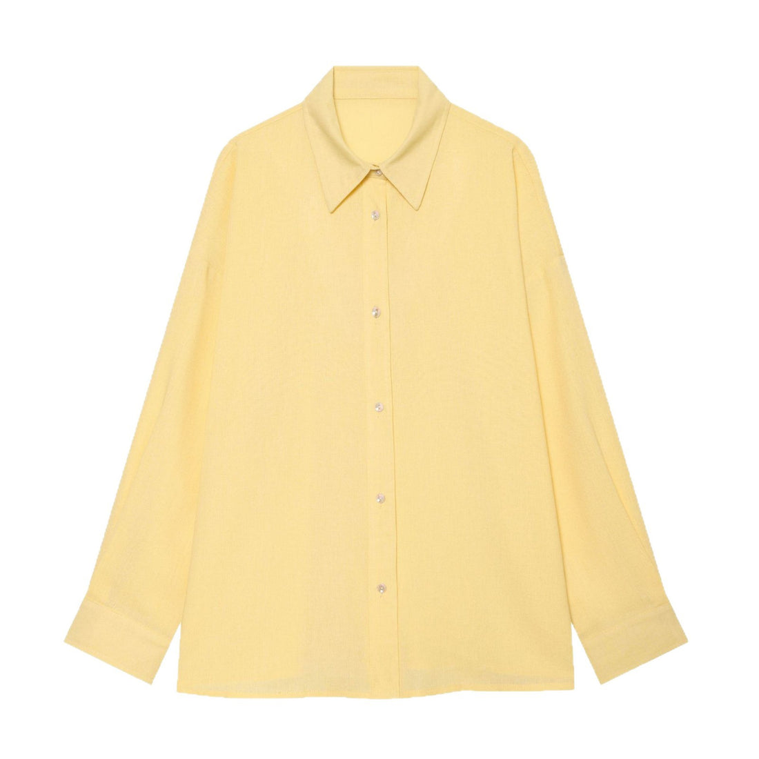 Damen Oversized Leinenoptik-Hemdbluse mit verdeckter Knopfleiste und Manschetten Echoarchiv