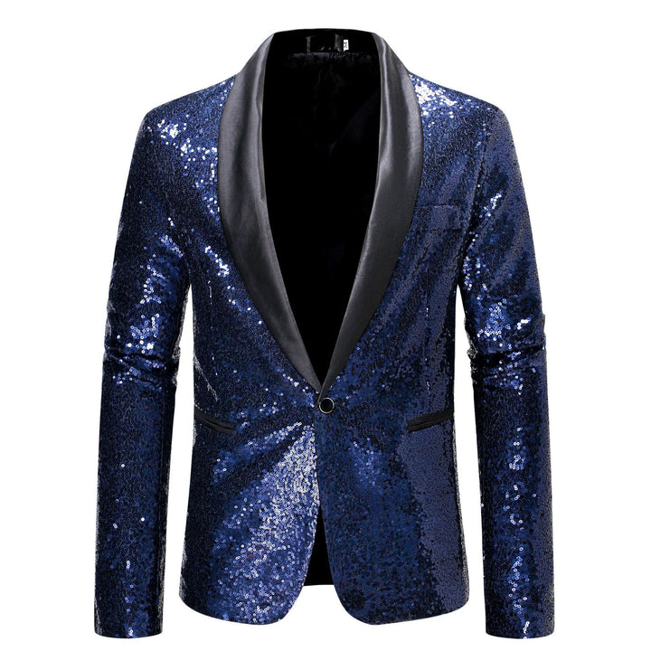 Herren Pailletten Blazer mit elegantem Revers und Slim-Fit-Schnitt Echoarchiv