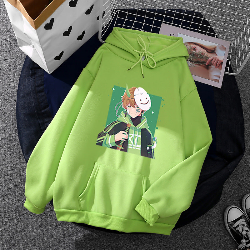 Damen Kapuzenpullover mit geprintetem Manga-Motiv und weichem Fleece-Innenfutter – Auréline