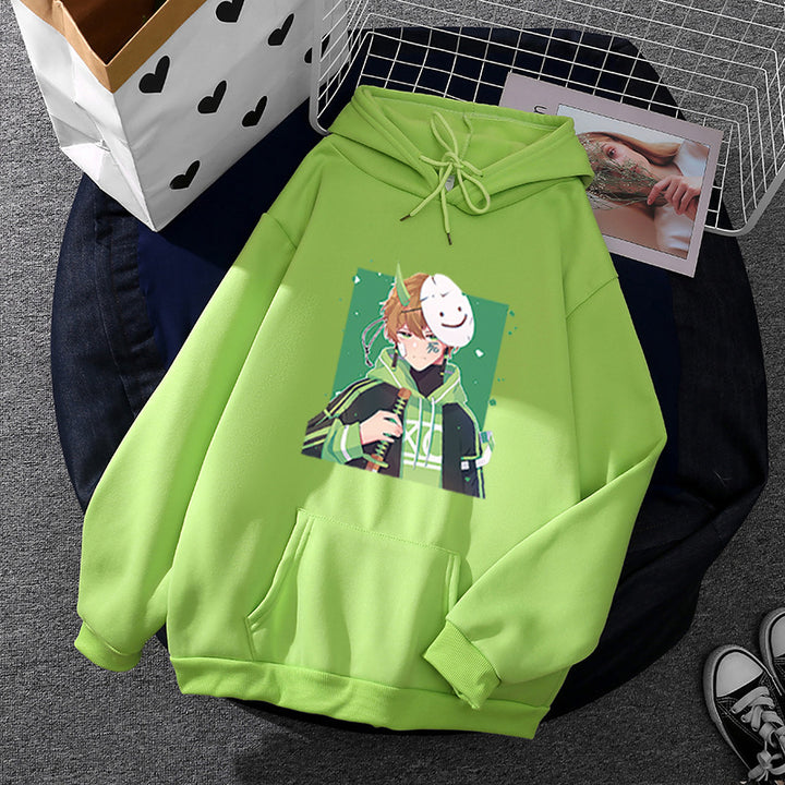 Damen Kapuzenpullover mit geprintetem Manga-Motiv und weichem Fleece-Innenfutter – Auréline