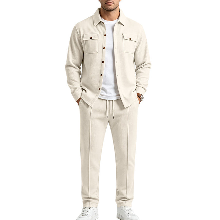 Herren Overshirt- und Jogger-Set aus strukturierter Strickqualität Echoarchiv