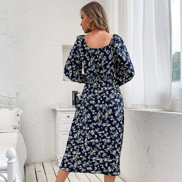 Damen Schulterfreies Midikleid mit elastischem Taillenbündchen und floralem Alloverprint Echoarchiv