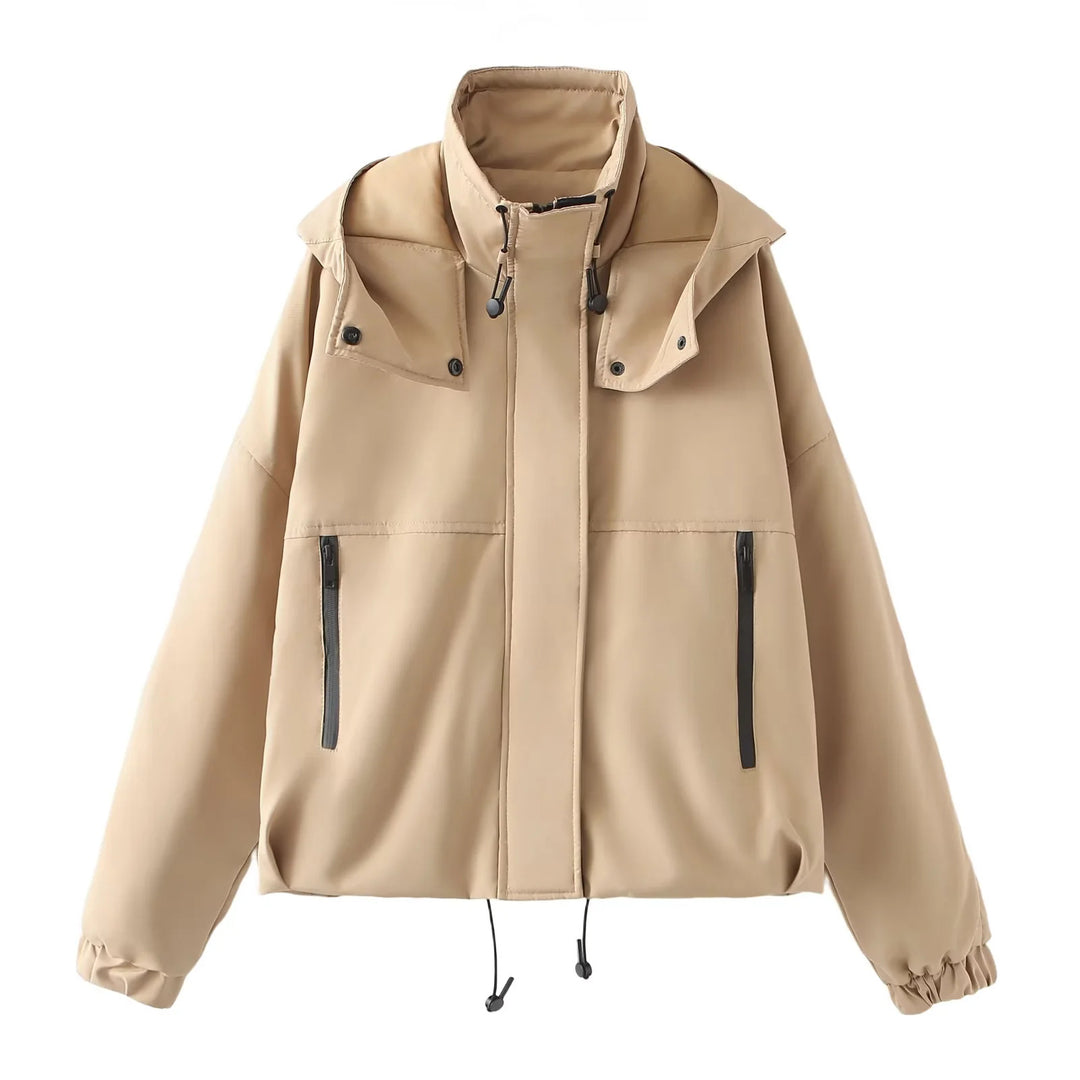 Damen nan kurzes wattiertes Kapuzenblouson mit weitem Boxy‑Schnitt und elastischem Saum Echo Archiv