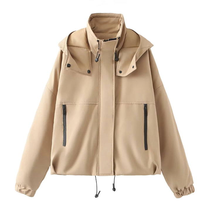 Damen nan kurzes wattiertes Kapuzenblouson mit weitem Boxy‑Schnitt und elastischem Saum Echo Archiv