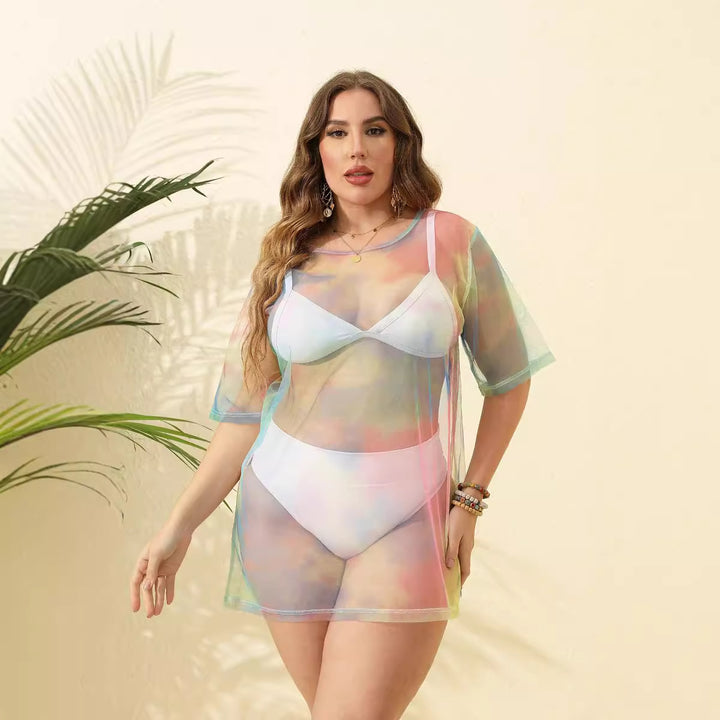 Damen transparenter Strandüberwurf aus leichtem Netzmaterial Echo Archiv