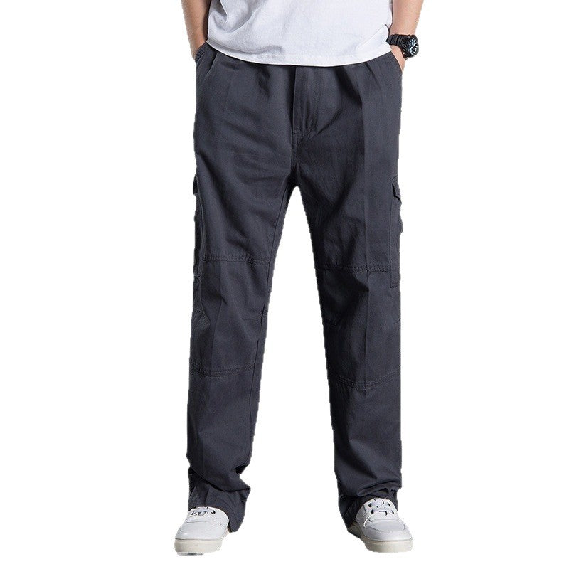 Herren Weite Utility-Cargohose aus Baumwollcanvas mit Mehrfach-Taschen und Kordelbund Echo Archiv