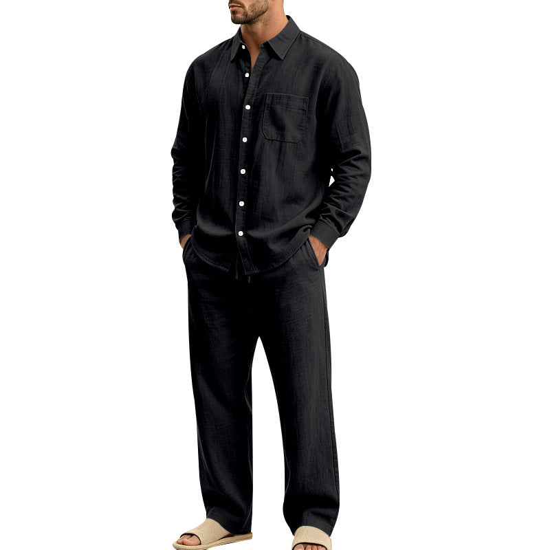 Herren entspanntes Leinen-Hemd und weite Loungewear-Hose Echoarchiv