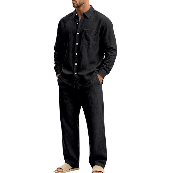 Herren entspanntes Leinen-Hemd und weite Loungewear-Hose Echoarchiv