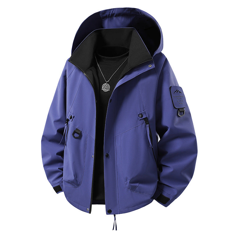 Herren Nano wind- und wasserdichte Softshell-Outdoojacke mit verstaubarem Kapuze, Utility-Taschen und verstellbaren Manschetten – Taviero