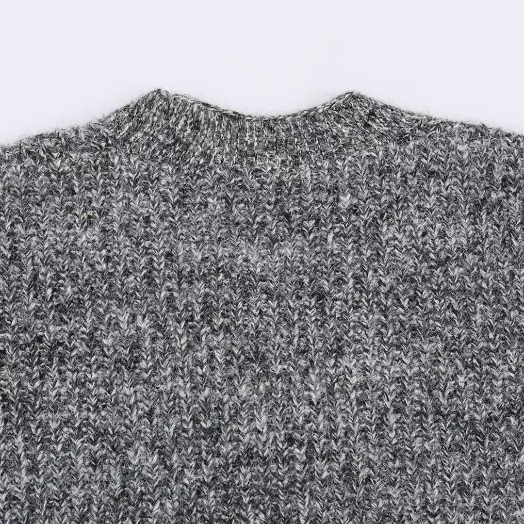 Damen Oversized Grobstrick-Cardigan mit tiefem V-Ausschnitt, Rippenstruktur und Ballonärmeln Echoarchiv