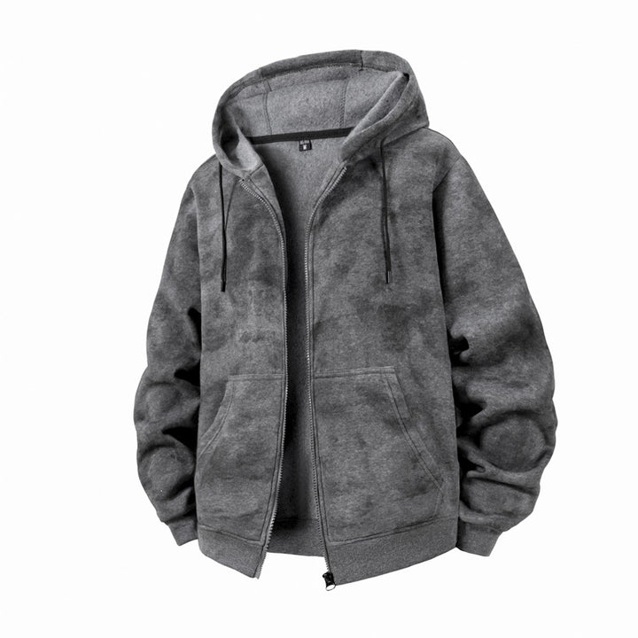 Unisex Oversize Kapuzenzipjacke aus schwerer French-Terry mit Kängurutaschen Echoarchiv