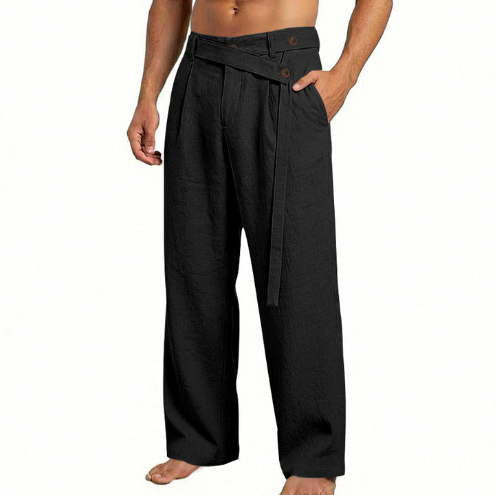 Herren nan weite Leinenhose mit Wickelbund, hoher Taille und legerem Bein Echo Archiv