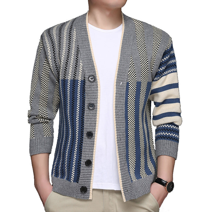 Herren modische Strickjacke mit V-Ausschnitt und elegantem Strukturdesign Echoarchiv
