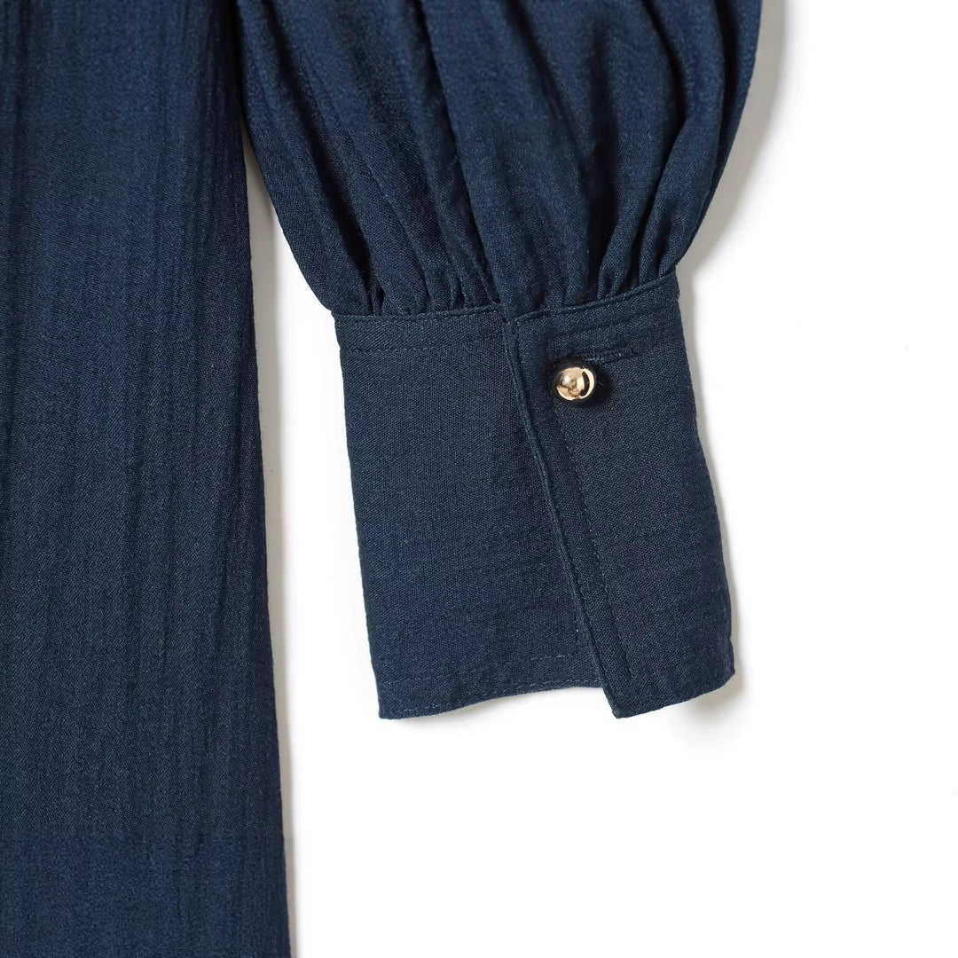 Damen Boho-Tunika‑Midikleid mit Paisley‑Print, Ballonärmeln und Tunnelzug Echoarchiv