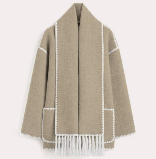 Damen Elegante und komfortable Wolle-Mantel Echo Archiv