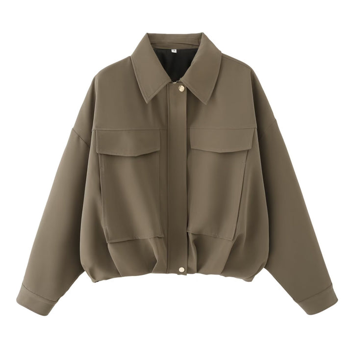 Damen Oversize Utility-Jacke mit Pattentaschen, Drop-Shoulder und elastischem Saum Echo Archiv