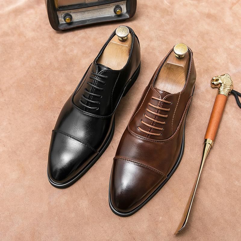 Herren elegante Oxford-Halbschuhe mit Cap-Toe, gepolstertem Komfortfußbett und rutschfester PR-Laufsohle Echo Archiv