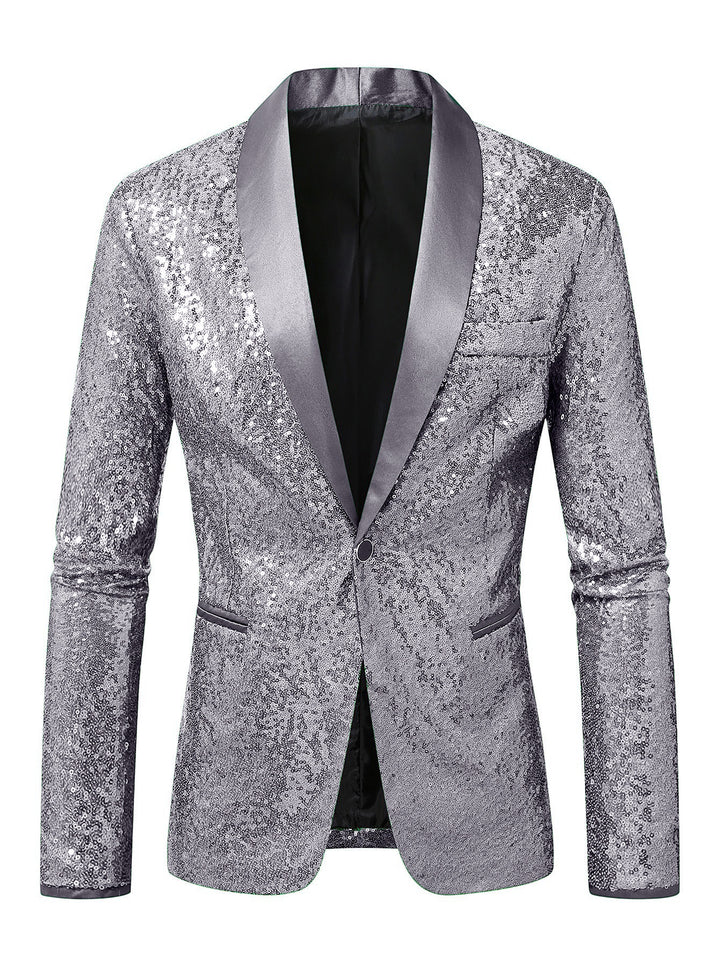 Herren Funkelnder Paillettenblazer mit modernem Schnitt Echoarchiv