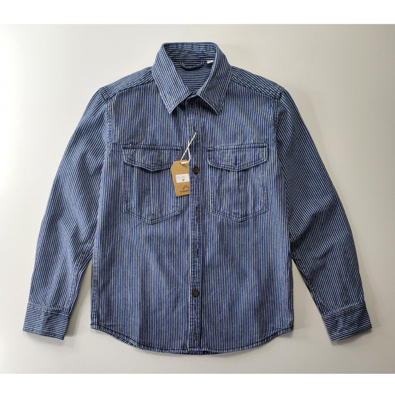 Herren Gestreifte Baumwoll-Hemdjacke Echo Archiv