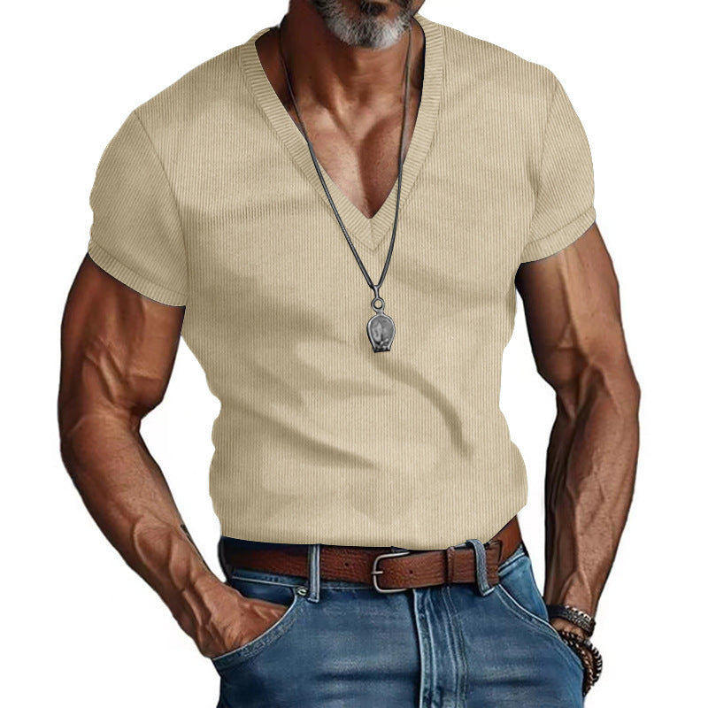Herren Kurzarm V-Ausschnitt T-Shirt Echoarchiv