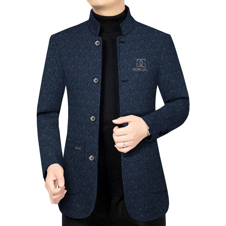 Herren Moderner Stehkragen-Blazer im Travel-Stil mit wattierter Innenfütterung – Tianoro