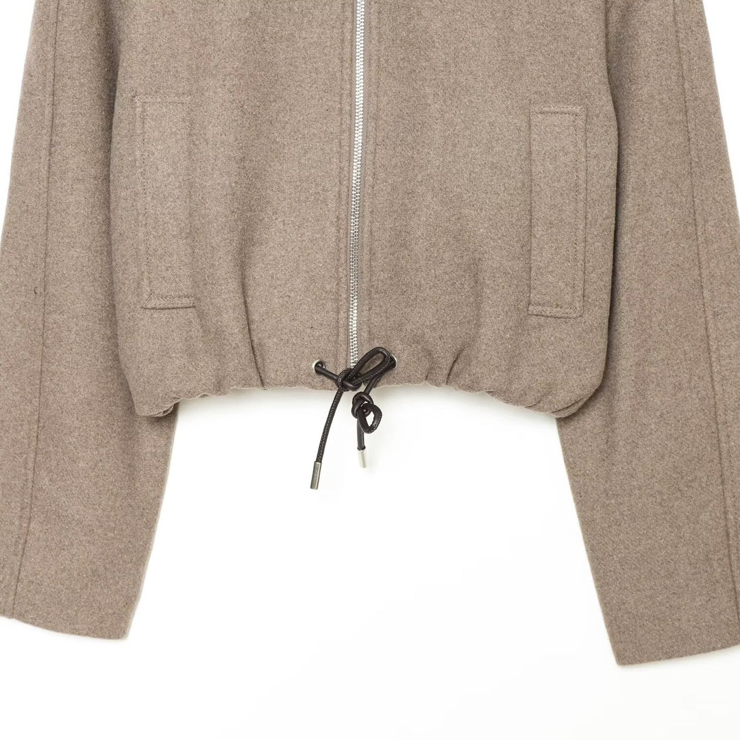 Damen Kurze Wollmix-Jacke mit Frontreißverschluss und Kordelzugsaum Echoarchiv