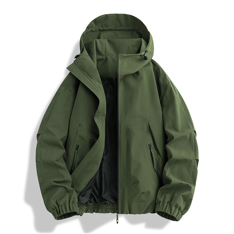 Herren wasserdichte Kapuzen-Utility-Parka mit verschweißten Nähten, verstellbarer Kapuze und verdeckten Reißverschlusstaschen – Montevé
