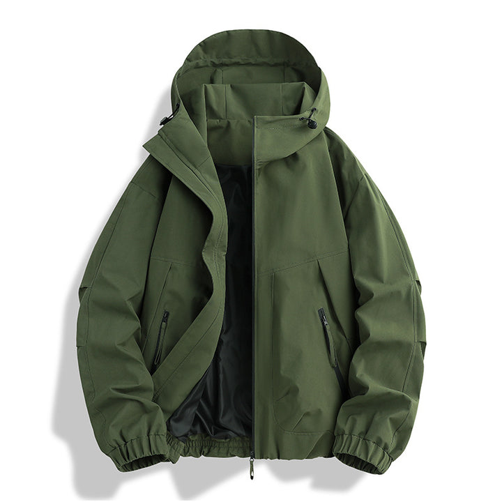 Herren wasserdichte Kapuzen-Utility-Parka mit verschweißten Nähten, verstellbarer Kapuze und verdeckten Reißverschlusstaschen – Montevé