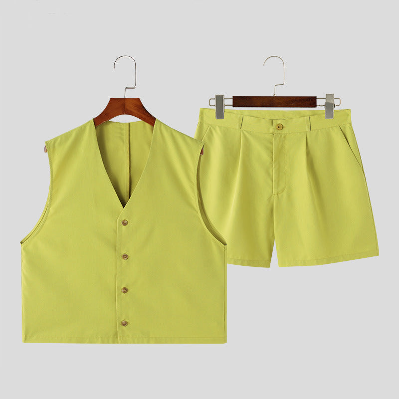 Damen elegantes ärmelloses Blazerset mit Shorts Echoarchiv