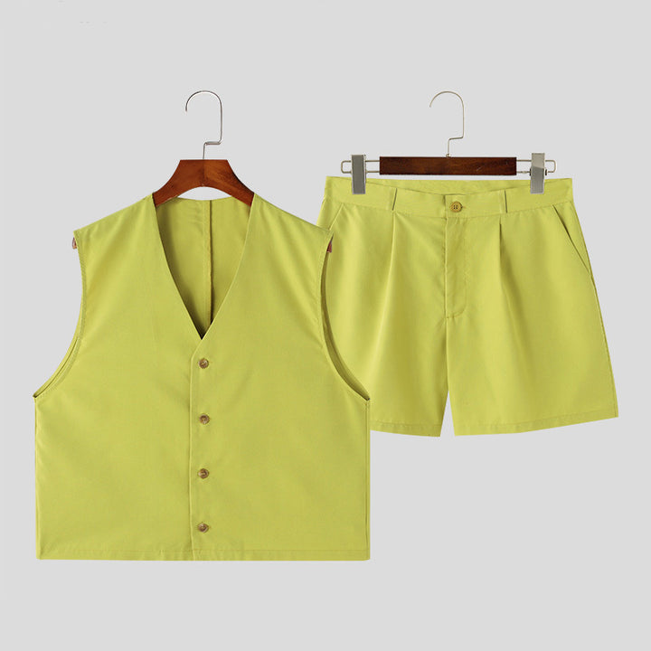 Damen elegantes ärmelloses Blazerset mit Shorts Echoarchiv