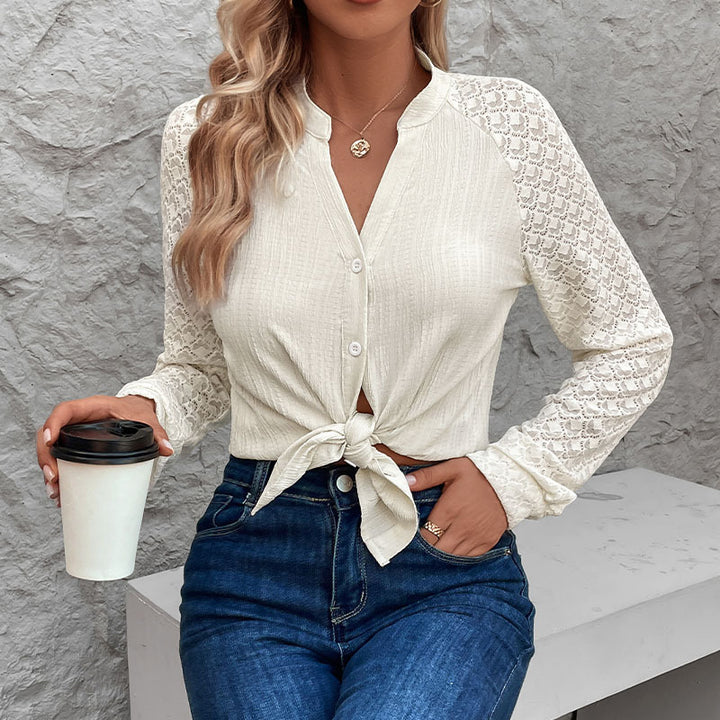 Damen Verspielte Bluse mit Spitzenärmeln Echo Archiv