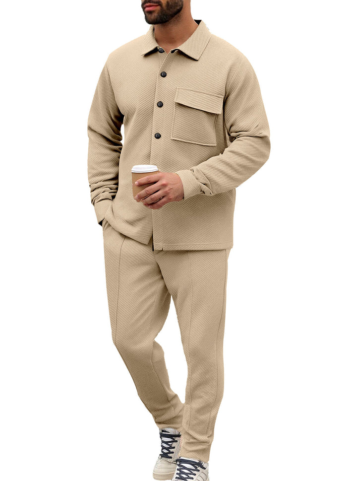 Herren nan Hemdenjacke-Set mit aufgesetzter Klappentasche und konischer Komforthose Echo Archiv