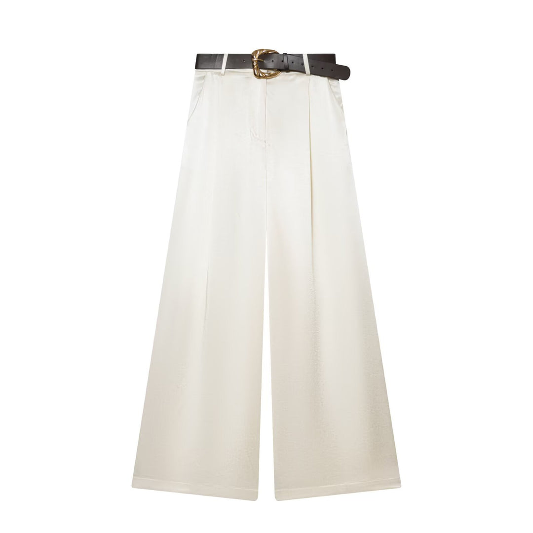 Damen High‑Waist Palazzo‑Hose mit Leoparden‑Print, weitem Bein und Ziergürtel Echo Archiv