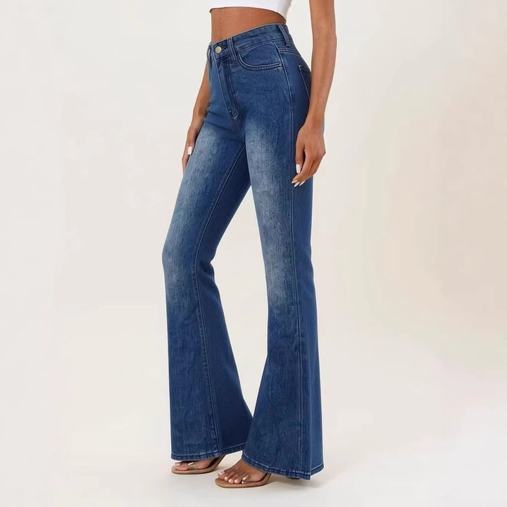 Damen Flared Jeans mit hohem Bund und einzigartigem Strukturdesign Echo Archiv
