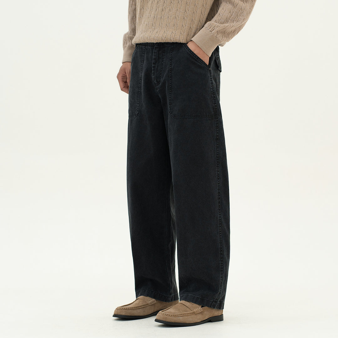 Damen Weite Utility-Jeanshose mit hoher Taille und großen aufgesetzten Taschen Echo Archiv