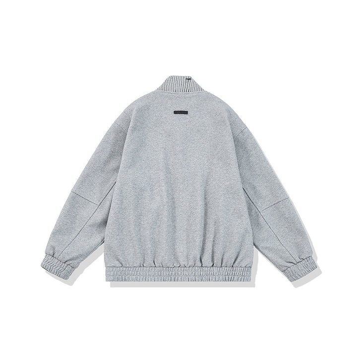 Unisex Boxy-Strickmix Übergangsjacke mit hohem Rippenkragen und elastischem Saum Echoarchiv