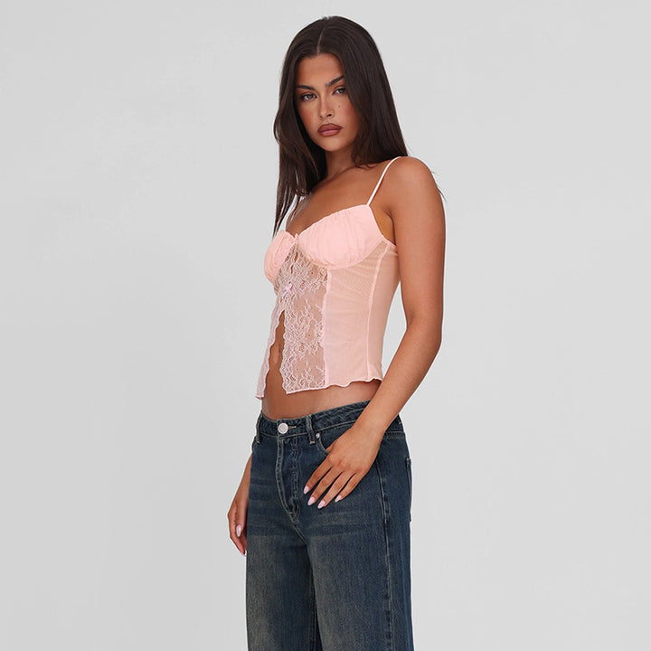 Damen Spitzen-Camisole mit Dekorativen Schleifendetails Echo Archiv