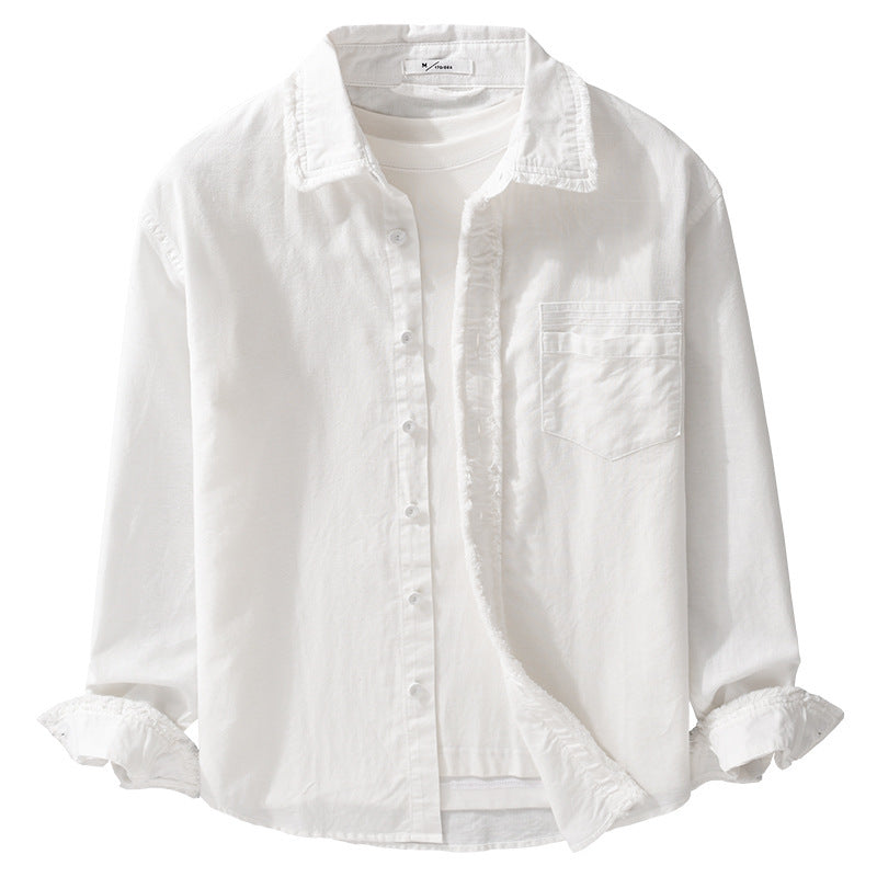 Herren Fransen-Overshirt aus Baumwollmix mit Brusttasche und Knopfleiste Echoarchiv