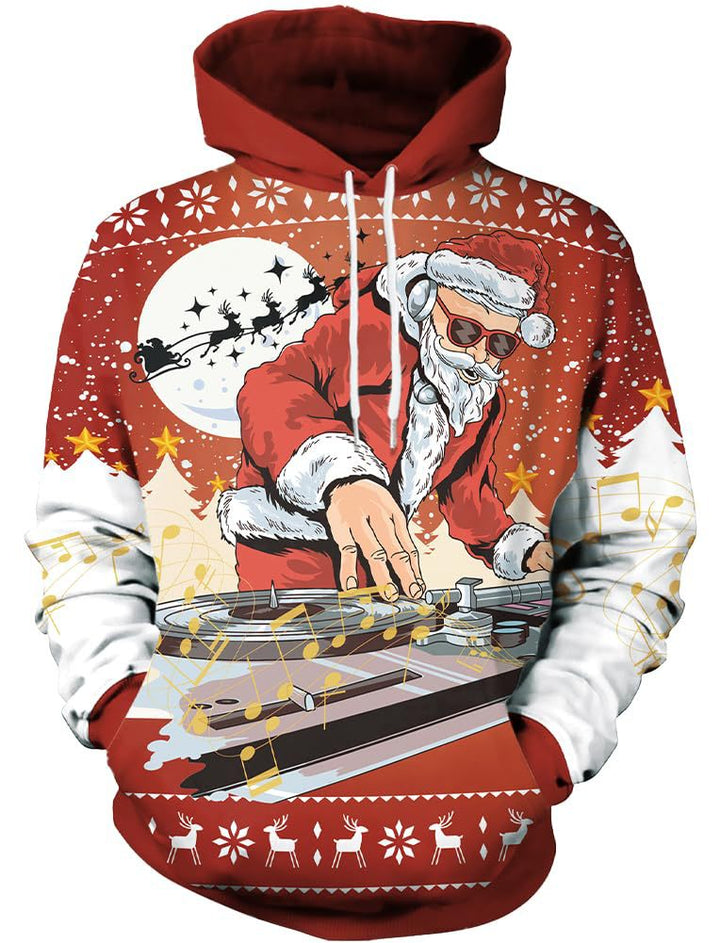 Damen Lustiger Kapuzenpullover mit weihnachtlichem DJ-Motiv Echoarchiv