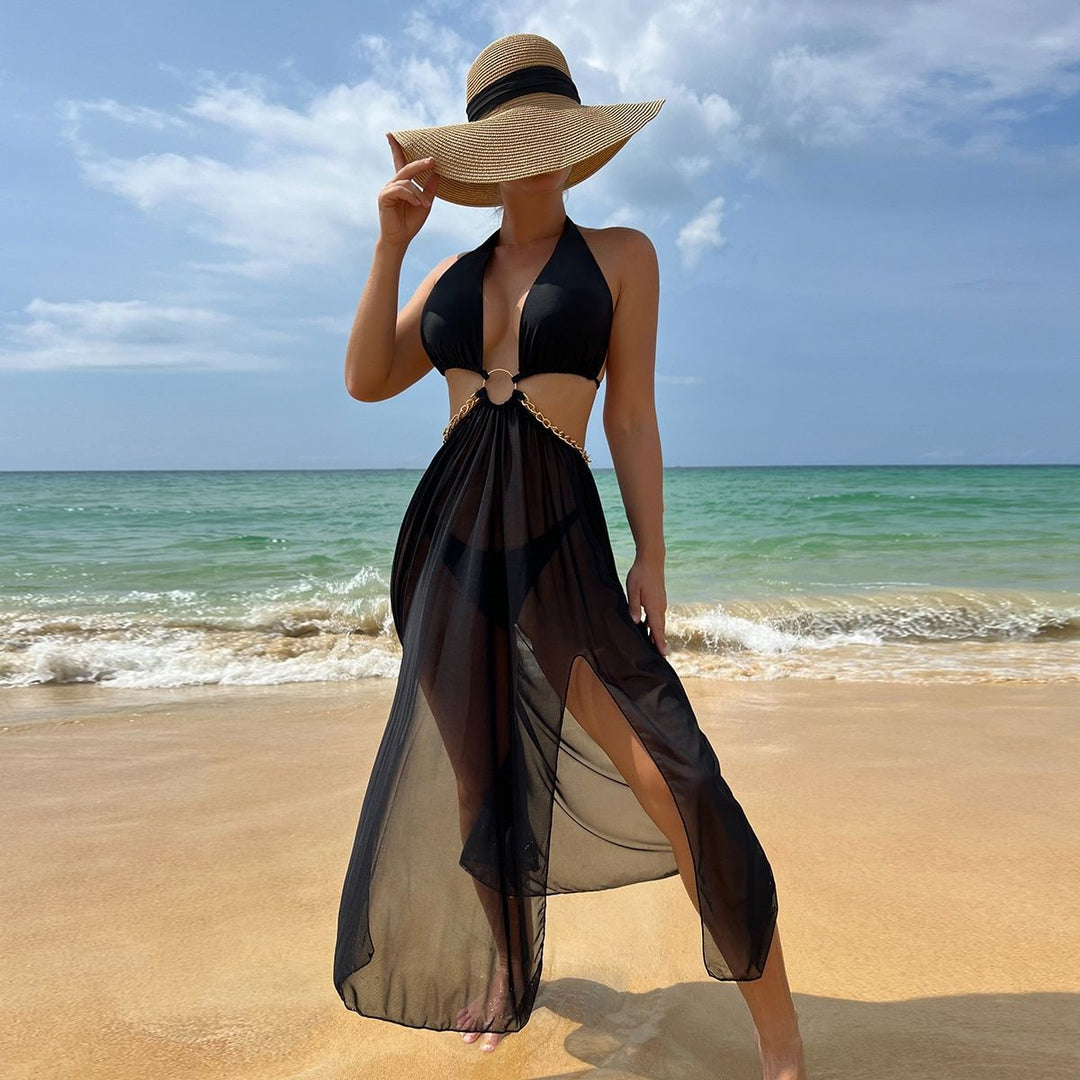 Damen Transparenter Strandüberwurf mit modischen Akzenten Echo Archiv