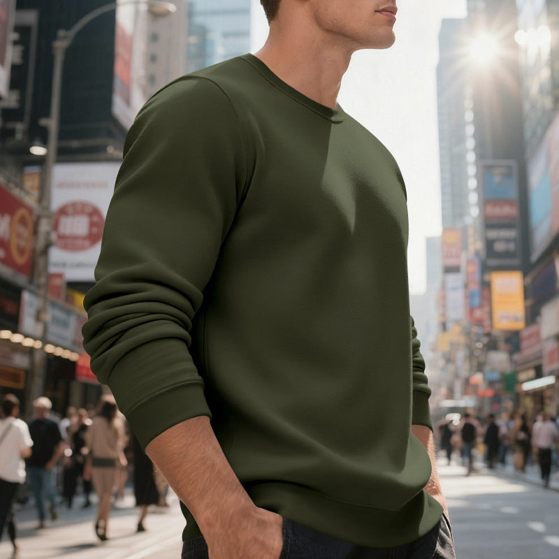 Herren lässiger Rundhals-Sweatshirt aus hochwertigem Baumwollmix mit strukturiertem Material Echoarchiv