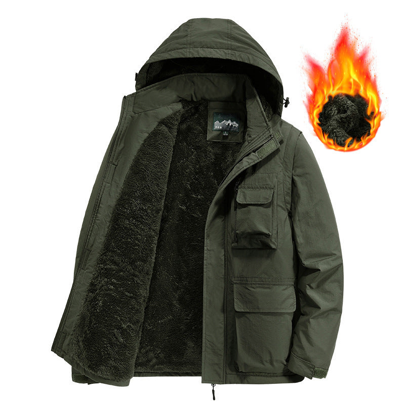 Herren Outdoor-Fieldjacke mit wärmender Teddyfutter‑Innenlage, Multifunktions‑Taschen und Kapuze Echo Archiv